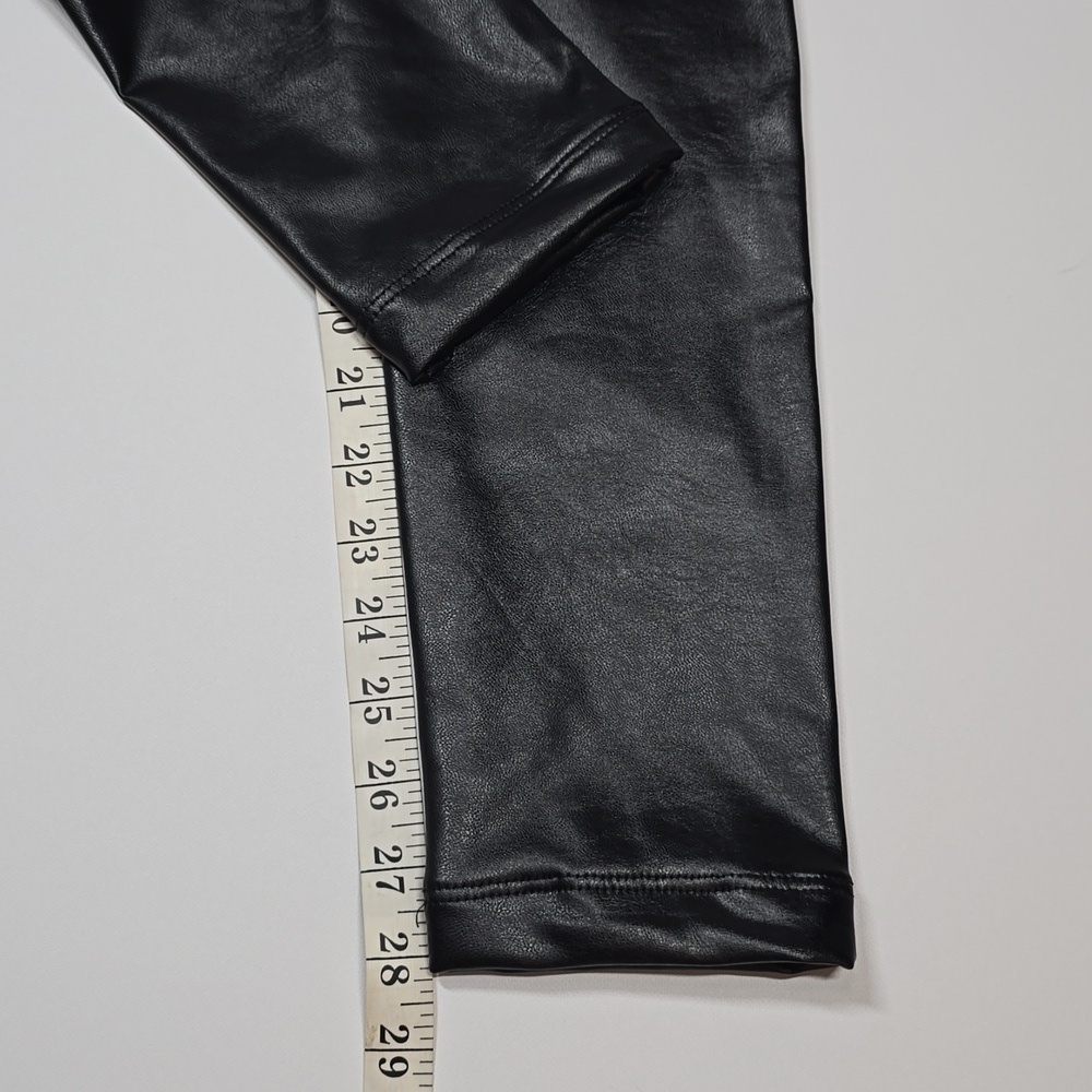 Stylish Black Faux Leather High Waisted Leggings - Picture 6 of 15